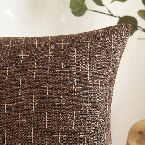 Vista 290 de MIULEE - Juego de 2 fundas de almohada decorativas de lino de arpillera navideñas, modernas, estilo campestre, rústicas, tejidas, con textura