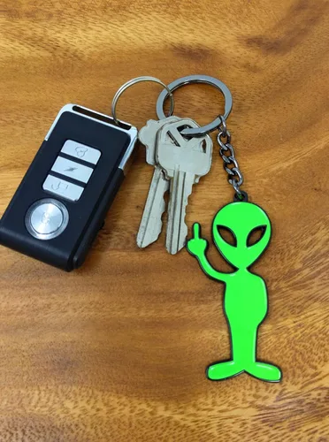 Vista 3 de Llavero de Alien Naughty Alien Llavero con dedo medio para cremalleras, bolso, bolso, llaves, embrague o mochila Divertido llavero novedoso