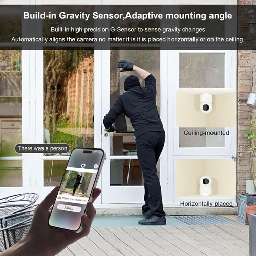 Vista 6 de Cámara de seguridad interior 2K Pet Camera 2.4 GHz Dog Camera Blanco App Motion Detection Auto Tracking Alarm Live Notice Schedule Default
