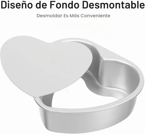 Vista 4 de BESTonZON 3 moldes para pasteles en forma de corazón, moldes de aluminio de 6 pulgadas con parte inferior extraíble, molde de pastel de corazón