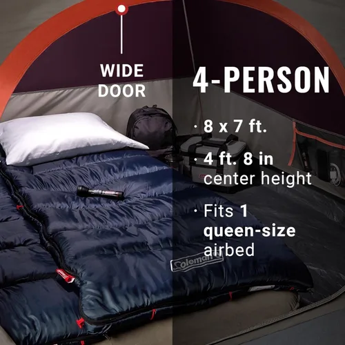 Vista 2 de Coleman Skydome Camping Tent with 5 Minute Setup, 2/4/6/8 Person Weatherproof Tent with Rainfly & Carry Bag, 20% More Headroom Than Traditional