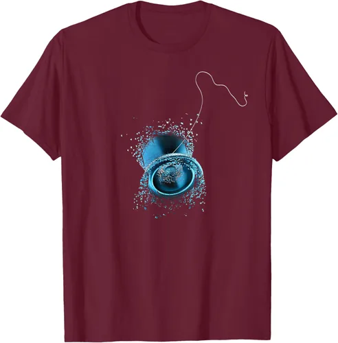 Vista 10 de Shattered Yo Yo - Camiseta de diseño azul impresionante, Negro, S
