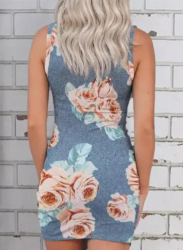 Vista 2 de Acelitt Vestido ajustado de verano para mujer sin mangas con huecos con torcedura para fiesta