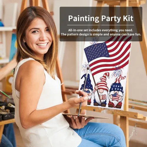 Vista 4 de VOCHIC Kit de pintura en lienzo predibujado para pintura para adultos, kits de fiesta de pintura y sorbos, suministros de fiesta de 8 x 10 pulgadas