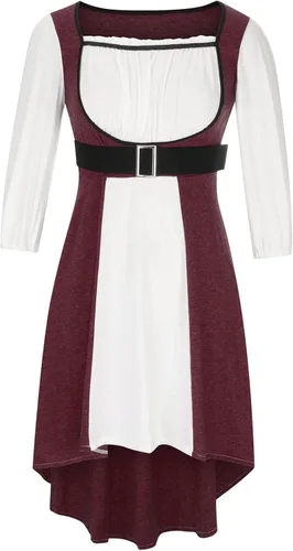 Vista 3 de SHOPESSA Disfraz medieval renacentista para mujer, vestido victoriano irlandés de media manga, disfraz vikingo para mujer, vestidos cortos altos