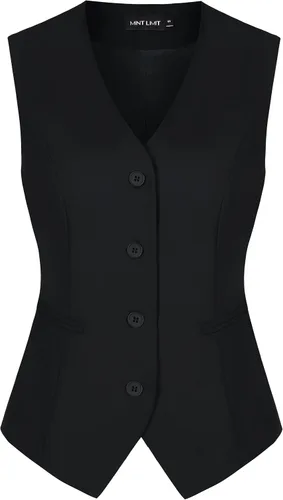 Vista 5 de MINTLIMIT Chaleco para mujer, totalmente forrado, con botones, cuello en V, formal, con bolsillos