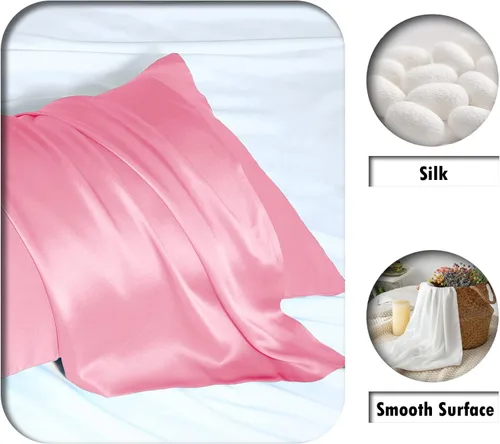 Vista 19 de Funda de almohada de seda para cabello y piel, suave, transpirable y sedosa, juego de fundas de almohada 100% tamaño estándar de 2 piezas, fundas