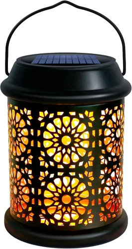 Vista 7 de DenicMic Farol solar para exteriores, luces solares para exteriores, linterna colgante con mango y gancho, impermeable, 25 lúmenes, blanco cálido