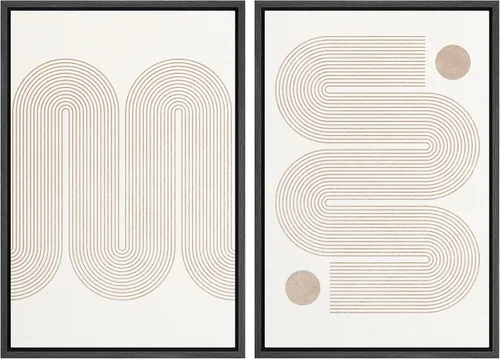 Vista 123 de MUDECOR Lienzo enmarcado para pared, bosque brumoso, reflejos, paisaje tranquilo, ilustraciones modernas, arte decorativo, bohemio, tranquilo/zen
