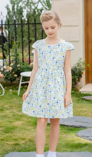 Vista 8 de SMILING PINKER Vestidos de verano para niñas pequeñas, de algodón, sin mangas, mariposa