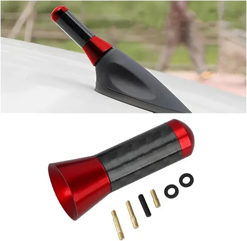 Vista 7 de Antena corta para coche, Antena aérea universal rechoncha de 3.5cm, Antena mini de coche de fibra de carbono con rosca de aleación de aluminio