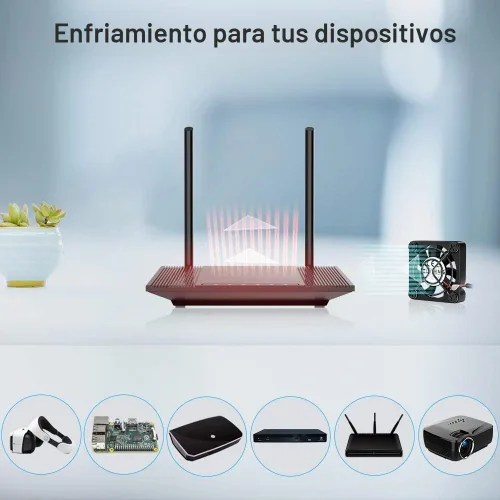 Vista 4 de ELUTENG Ventilador USB de 40 mm con control de 3 velocidades, ventilador USB de 5 V, 5300 RPM máx., ventilador de flujo alto VR, ventilador