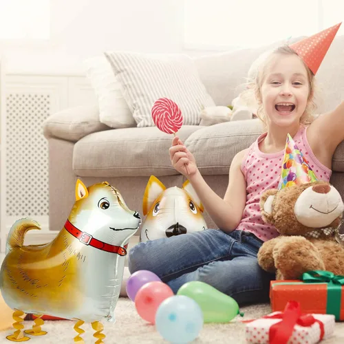 Vista 2 de KESOTE Decoraciones de fiesta de cumpleaños con temática de cachorros – 6 globos de perro que camina animales para suministros de decoración