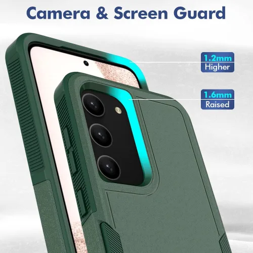 Vista 5 de Funda para Samsung Galaxy S23: funda protectora de doble capa resistente para teléfono celular, a prueba de golpes, con protector de pantalla Verde