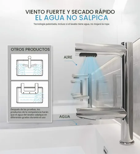 Vista 6 de AIKE Grifo Air Tap Secador de Manos de Alta Velocidad Lavado+Seco Modelo AK7130, Cromo