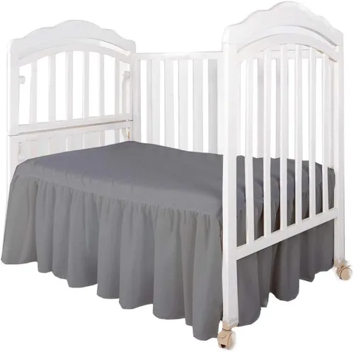 Vista 4 de Falda de cama para cuna para bebés, niños o niñas, para cuna de guardería, ropa de cama de 14 pulgadas de caída (azul bebé)