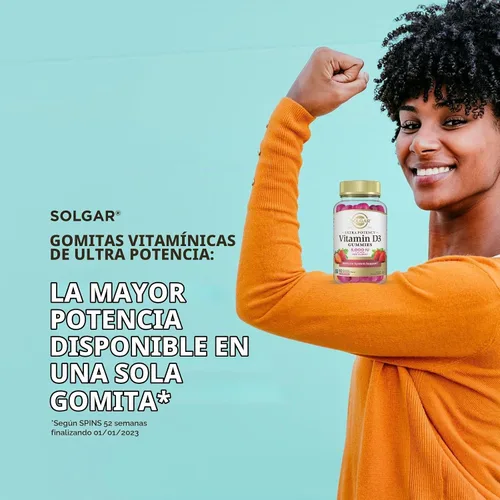 Vista 4 de Solgar Gomitas de vitamina D3 para adultos, 60 gomitas vegetarianas y sin 5,000 UI, apoyo del sistema inmunológico de vitamina ultra potencia