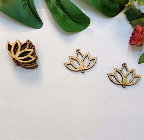 Vista 6 de 30 aretes de madera recortados en forma de loto, manualidades de corte láser sin terminar, accesorios de joyería de madera (2 pulgadas)