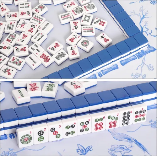 Vista 7 de American Mahjong Tile Set, 166 Blue Tiles, Bag and Mahjong Accessories, 4 All-in-One Rack/Pushers, Mahjong Set Complete Azul