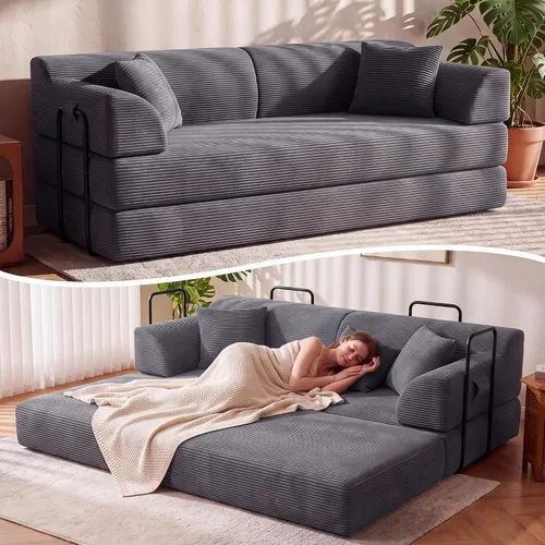 Vista 10 de Sofá cama convertible de 79 pulgadas, sofás deshuesados con respaldo alto