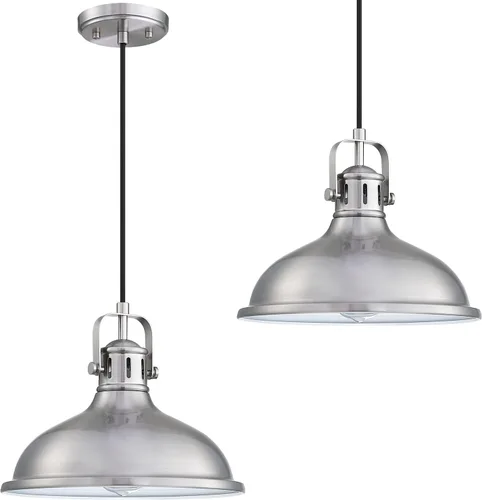 Vista 8 de 12" Brushed Nickel Dome Replacement Shade Metal Farmhouse Pendant Light 2 Pack E26 Base