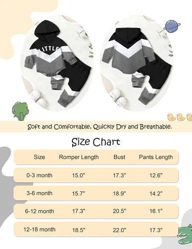Vista 7 de Ropa para bebé niño, bloque de color, sudadera con capucha de gran tamaño, mameluco, pantalones largos, conjunto de trajes de otoño e invierno