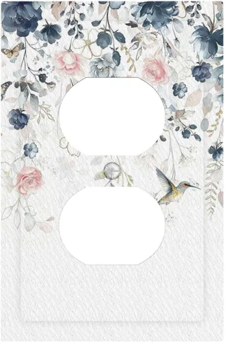 Vista 174 de Decorative Outlet Covers Blue Background White Cat Daisy Floral 2-Gang 1-Gang Wall Plate Single Toggle/Rocker Farmhouse Style Light Switch Covers