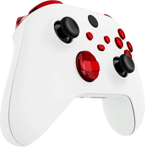 Vista 4 de eXtremeRate Replacement Buttons for Xbox Core Wireless Controller, Chrome Red Glossy Custom LB RB LT RT Bumpers Trigers Dpad ABXY Start Back Sync