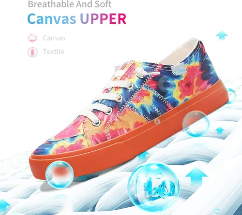 Vista 3 de Obtaom Play Tenis de lona para mujer, sin cordones, a la moda, blanco desgastado y estampado de leopardo
