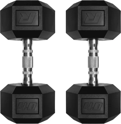 Vista 22 de RitFit Juego de mancuernas hexagonales revestidas de PVC de 5 a 650 libras con estante opcional para gimnasio en casa, peso de mano con mango