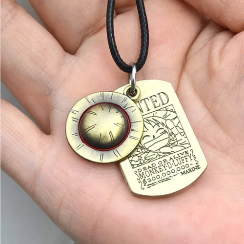 Vista 2 de KOGNGU Hot Japan Anime Luffy esqueleto colgante collar de una pieza con sombrero de paja piratas cuerda cadena colgante collar cosplay, Metal,