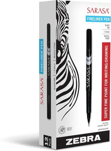 Vista 8 de Zebra Pen Sarasa Marcador de punta fina, punta de aguja, 0.8 mm, colores de tinta surtidos, paquete de 4 Variado