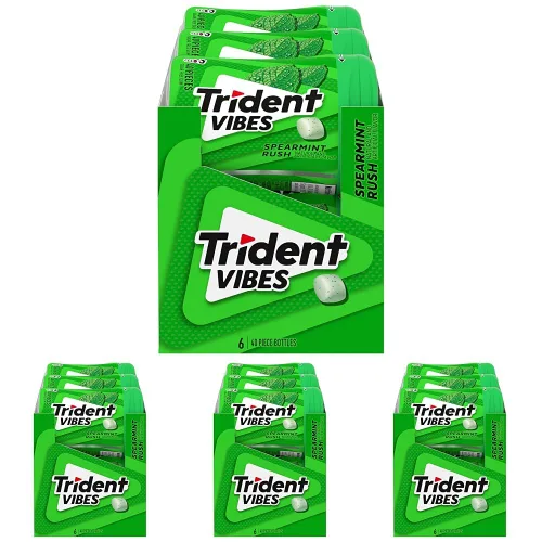 Vista 9 de Trident Vibes Spearmint Rush - Goma de mascar sin azúcar, 6 botellas de 40 piezas (240 piezas en total)