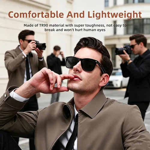 Vista 6 de Lentes inteligentes para hombres y mujeres, gafas de sol Bluetooth con altavoces polarizados UV400, gafas de audio de oreja abierta para ciclismo