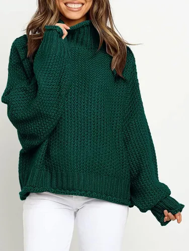 Vista 2 de ZESICA Women's 2024 Turtleneck Batwing Sleeve Loose Oversized Chunky Knitted Pullover Sweater Jumper Tops