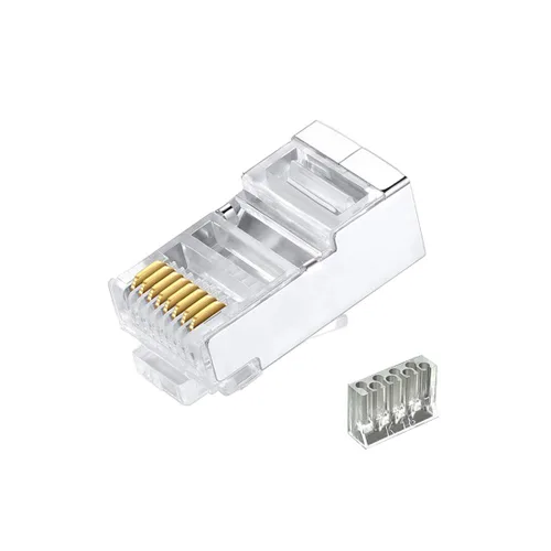 Vista 9 de 50 conectores RJ45 Cat6, conectores RJ45 C6, conectores RJ45 blindados de metal Cat6, conectores de enchufe de red modular FTP 8P8C