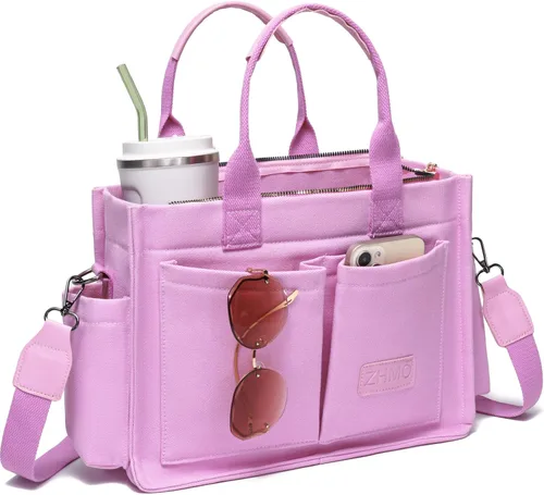 Vista 15 de Bolso de lona para mujer, bolsos cruzados para mujer, bolsos de trabajo para computadora portátil, bolso grande de mano para enfermera o profesora