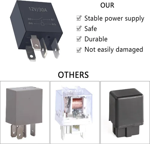 Vista 3 de 2 relés de 4 pines, 30A, 12V para automóvil - Relé de arranque resistente multiusos - Accesorios automotrices universales con diseño impermeable