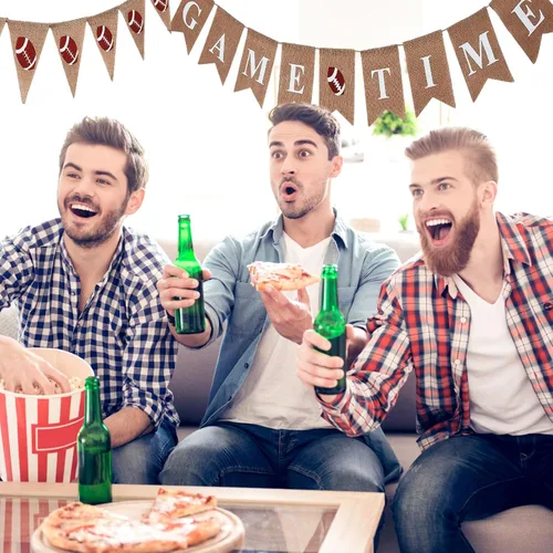 Vista 5 de 2 pancartas de arpillera de fútbol de 11.5 pies para colgar fiestas de fútbol, banderines para fiestas temáticas de cumpleaños, cuencos