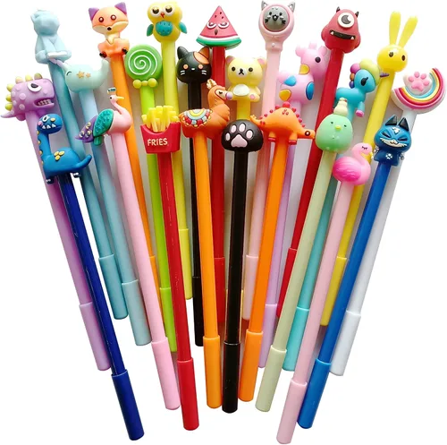 Vista 5 de sencoo Paquete de 24 bolígrafos de tinta negra de gel de dibujos animados de estilo surtido para niños, regalo de cumpleaños, premio escolar, regalo