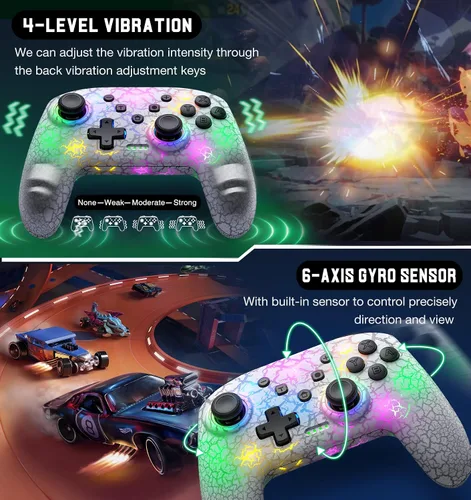 Vista 4 de Controlador de interruptor inalámbrico para Nintendo SwitchLiteOLED, controlador de interruptor con una sensación táctil del mouse en los botones
