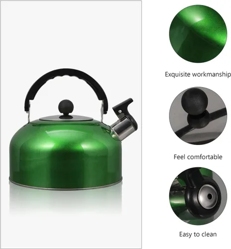 Vista 9 de Cabilock Hervidor de té silbante de acero inoxidable, 3.0 L, hervidor de té para cocinas de gas e inducción, mango ergonómico, gran capacidad