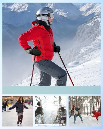 Vista 6 de accsa Guantes de nieve impermeables para mujer, 3M Thinsulate, cálidos y resistentes al viento, guantes de esquí para mujer