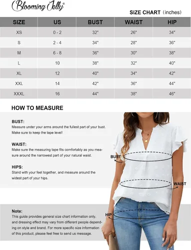 Vista 6 de Blooming Jelly Blusa blanca para mujer cuello en V manga con volantes camisas fluidas elegantes casuales lindas camisetas de verano