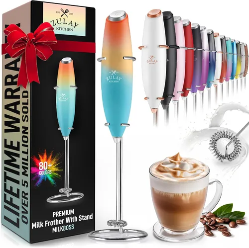 Vista 117 de Zulay Milk Boss Espumador de leche potente manual, hace espuma para latte, batidor para mezclar bebidas, café, miniespumador para capuchino, frappé
