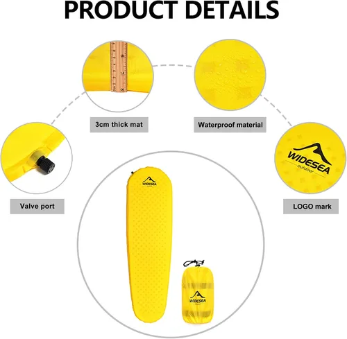 Vista 4 de widesea Almohadilla de dormir inflable para acampar, almohadilla de dormir ultraligera para acampar, colchoneta de dormir para senderismo, viajes