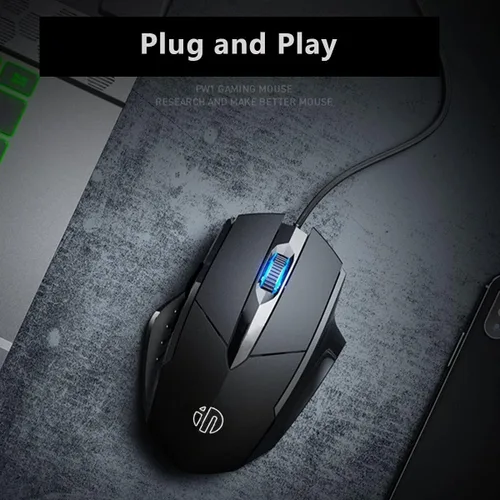 Vista 4 de ratón USB para computadora con cable, ratón silencioso con cable de clic de 3 botones, ratón óptico con cable, ratones para oficina y hogar