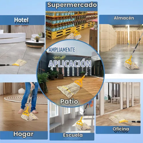 Vista 5 de Paquete de 2 trapeadores comerciales de algodón industrial de 20 onzas, cabezales de repuesto de algodón de grado industrial para el hogar