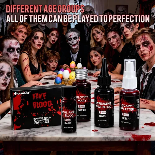 Vista 5 de Kit de maquillaje de cosplay de sangre falsa de Halloween 4pcs