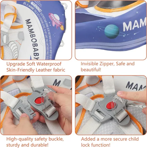 Vista 3 de Mambobaby Flotador Mejorado Añadir Cola Flotador para Bebé con Toldo para Anillo de Natación de Cintura Infantil Entrenador de Natación Flotadores